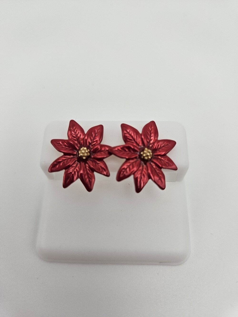 Red and Gold Flower Stud Earrings - Unbranded Women Jewelry